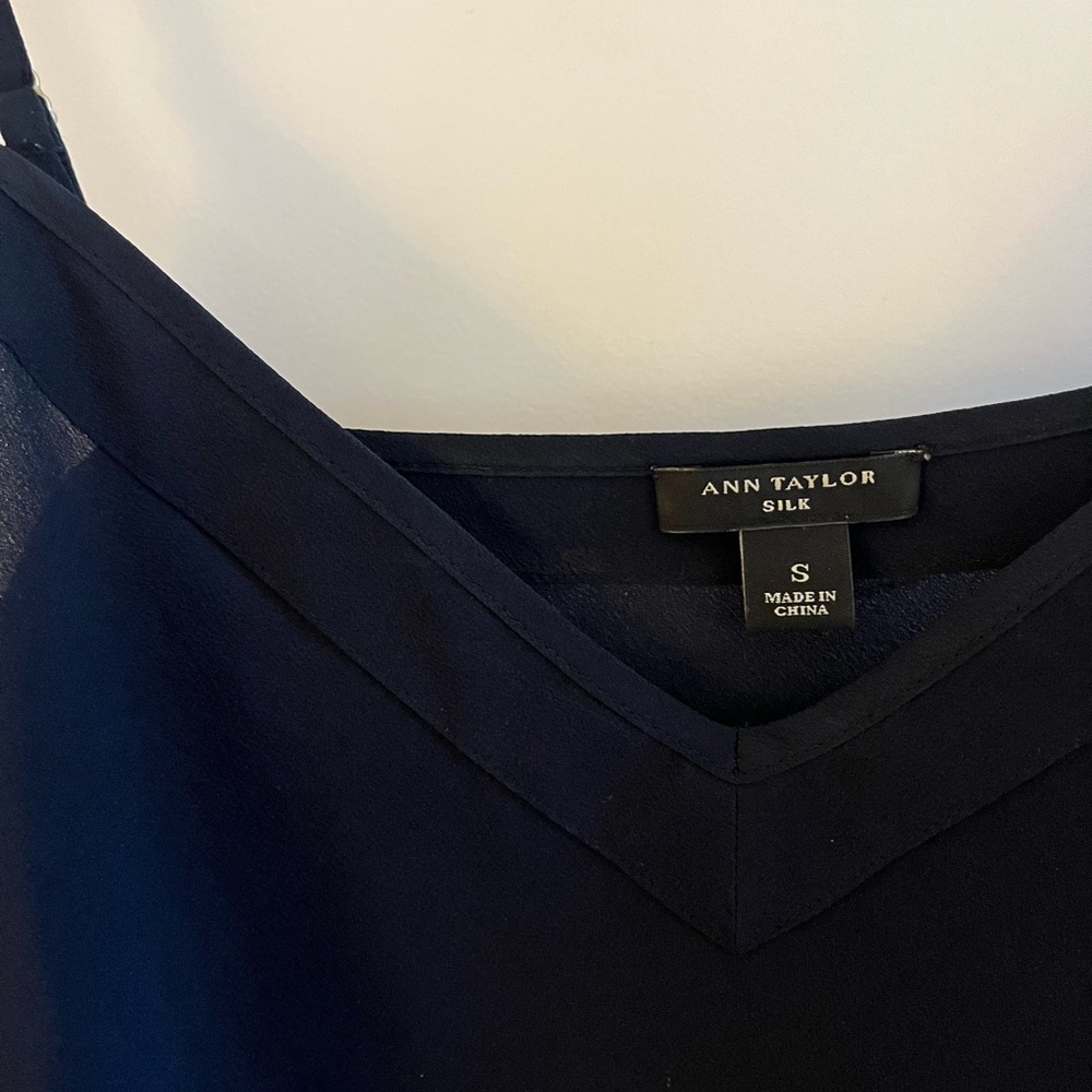 Ann Taylor Midnight Blue Silk Blouse - Picture 3 of 4